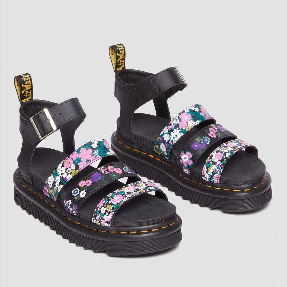 Floral Black Sandals